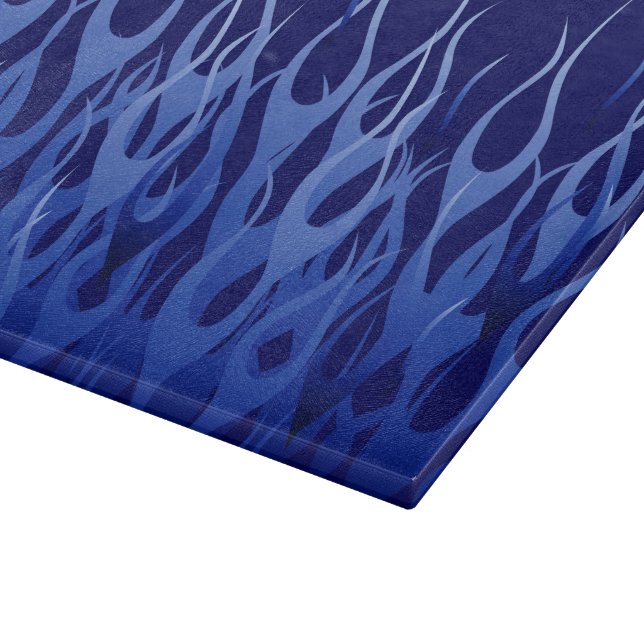 Cool Blue Racing Flames Cutting Board (Corner)