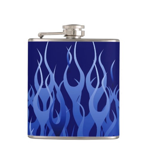 Cool Blue Racing Flames Hip Flask