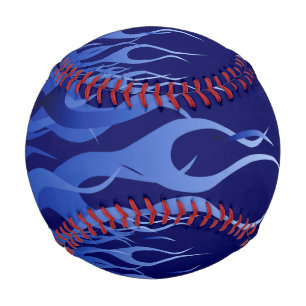Cool Blue Racing Flames on carbon Fiber Print Baseball
