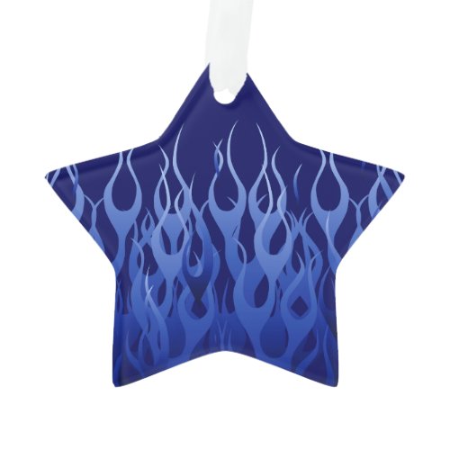 Cool Blue Racing Flames Ornament