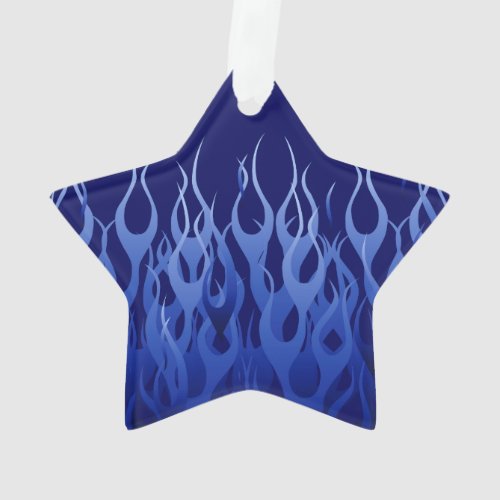 Cool Blue Racing Flames Ornament