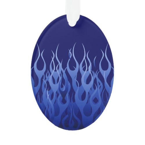 Cool Blue Racing Flames Ornament