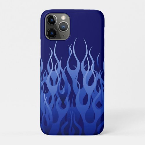Cool Blue Racing Flames Pin Stripes iPhone 11 Pro Case