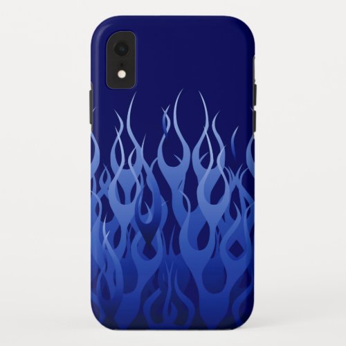 Cool Blue Racing Flames Pin Stripes iPhone XR Case