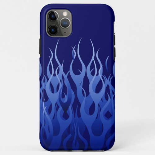 Cool Blue Racing Flames Pin Stripes iPhone 11 Pro Max Case