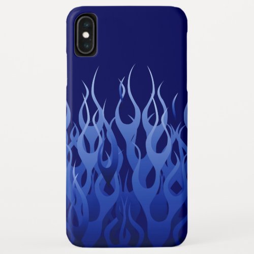 Cool Blue Racing Flames Pin Stripes iPhone XS Max Case