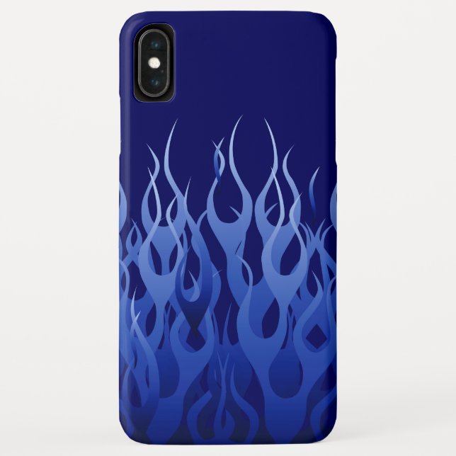 Cool Blue Racing Flames Pin Stripes Case-Mate iPhone Case (Back)