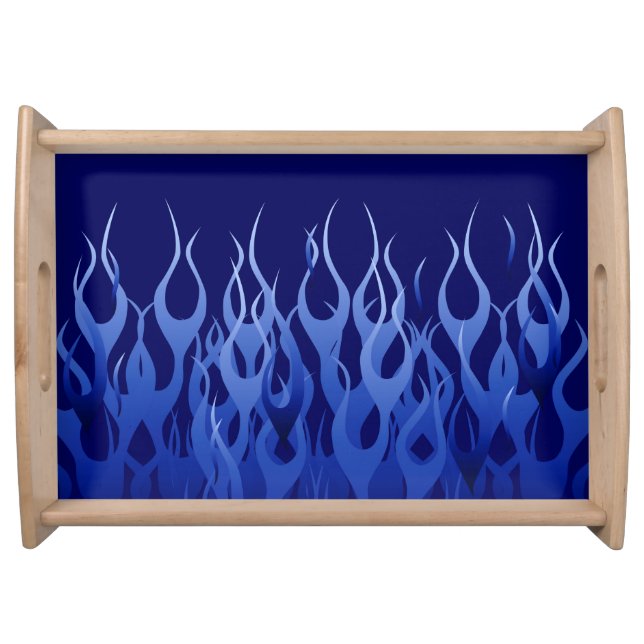 Cool Blue Racing Flames Serving Tray (Front)