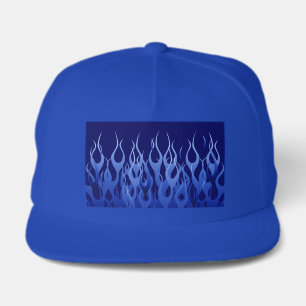 Cool Blue Racing Flames Snap Back Hat