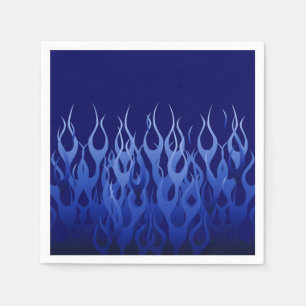 Cool Blue Racing Flames Style Napkins