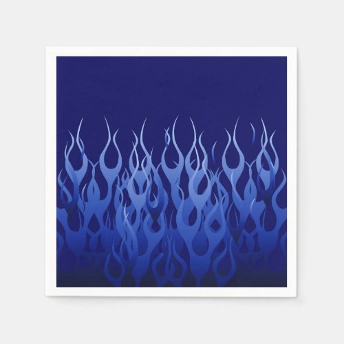 Cool Blue Racing Flames Style Napkins