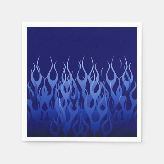 Cool Blue Racing Flames Style Napkins (Front)