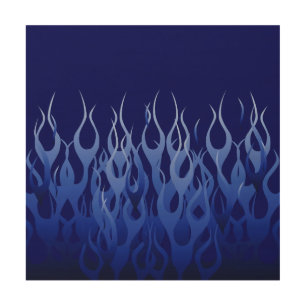 Cool Blue Racing Flames Style Wood Wall Art