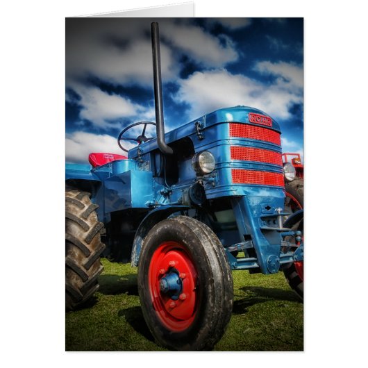 Cool Blue Red Antique Tractor Gifts for Farmers (Front)