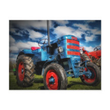 Cool Blue Red Antique Tractor Gifts for Farmers