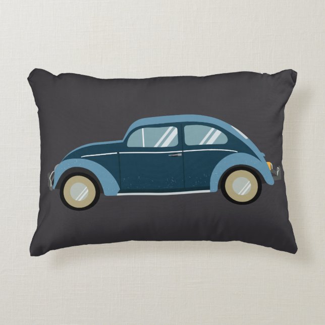 cool blue retro car with scuffs accent pillow (Front)