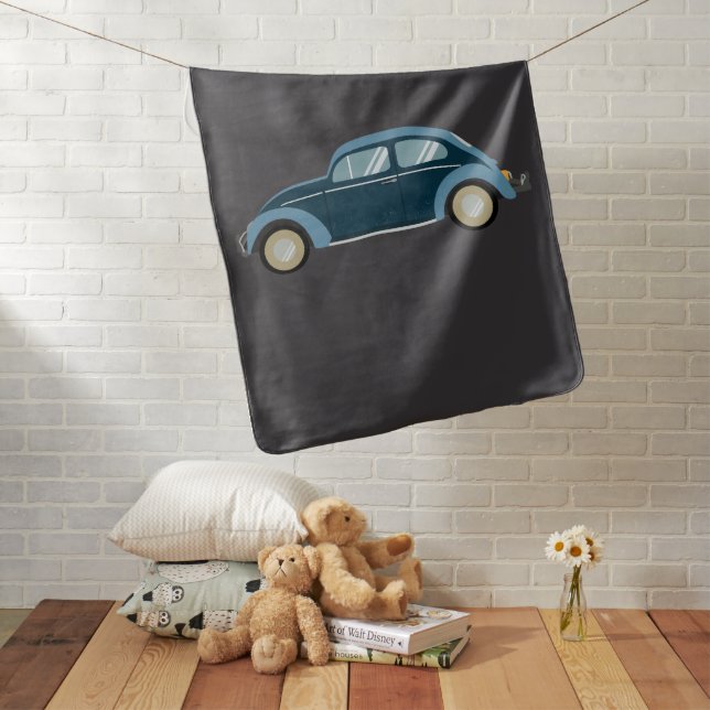 cool blue retro car with scuffs baby blanket (In Situ)