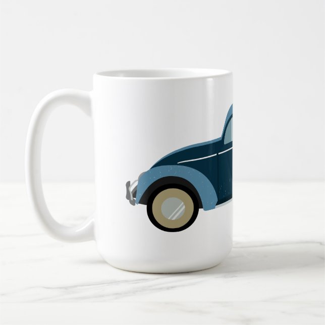 cool blue retro car with scuffs coffee mug (Left)