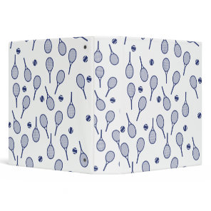 Cool Blue Retro Racquets Pattern Tennis Player    3 Ring Binder