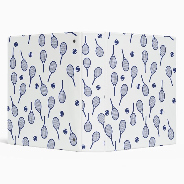 Cool Blue Retro Racquets Pattern Tennis Player    3 Ring Binder (Background)