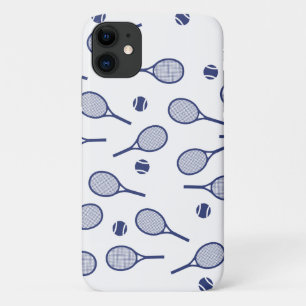 Cool Blue Retro Racquets Pattern Tennis Player iPhone 11 Case