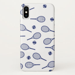 Cool Blue Retro Racquets Pattern Tennis Player   iPhone X Case