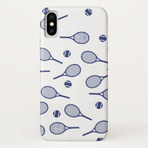 Cool Blue Retro Racquets Pattern Tennis Player   iPhone X Case