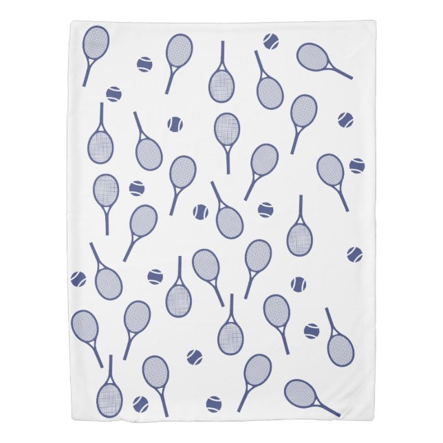 Cool Blue Retro Racquets Pattern Tennis Player    Duvet Cover (Front)