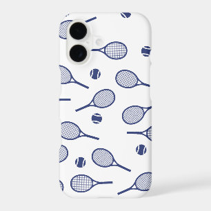 Cool Blue Retro Racquets Pattern Tennis Player iPhone 17 Case