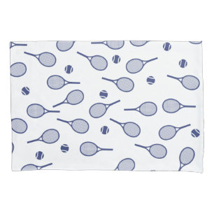 Cool Blue Retro Racquets Pattern Tennis Player   Pillow Case