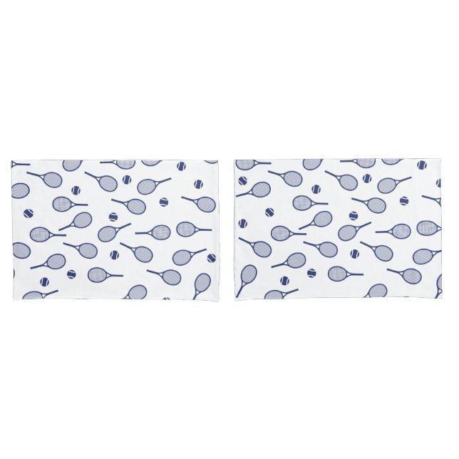 Cool Blue Retro Racquets Pattern Tennis Player   Pillow Case (Front-Set)