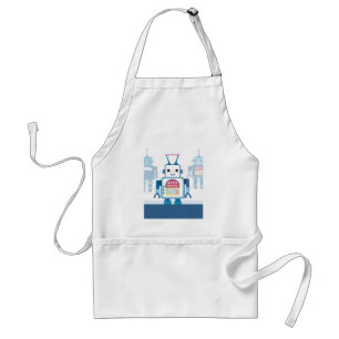 Cool Blue Robot Gifts Novelties Adult Apron