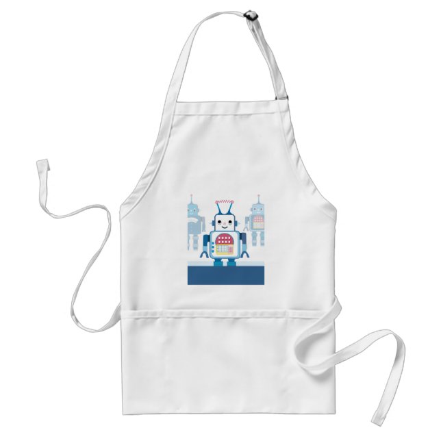 Cool Blue Robot Gifts Novelties Adult Apron (Front)