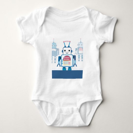 Cool Blue Robot Gifts Novelties Baby Bodysuit