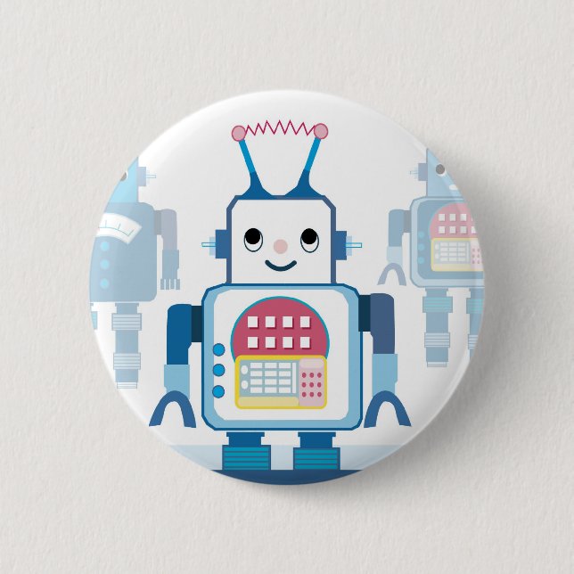 Cool Blue Robot Gifts Novelties Button (Front)