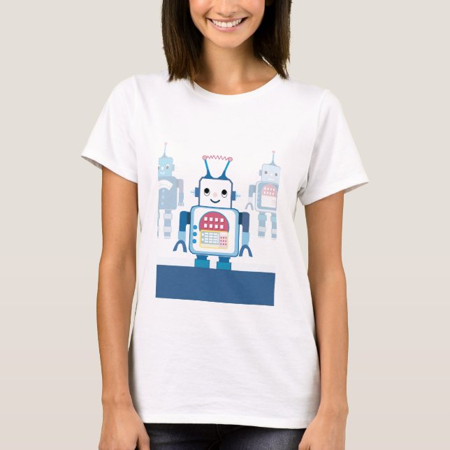 Cool Blue Robot Gifts Novelties T-Shirt (Front)