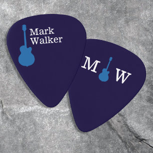 Cool Blue Rock Guitarist Name Guitar Pick