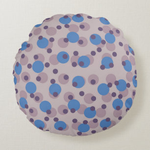 cool blue, rose and purple dots round pillow