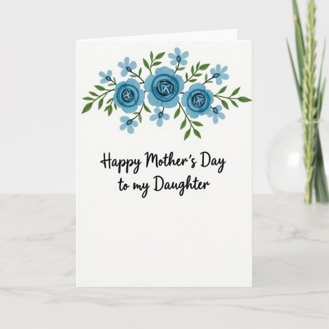 Cool Blue Roses Mothers Day Card (Front)