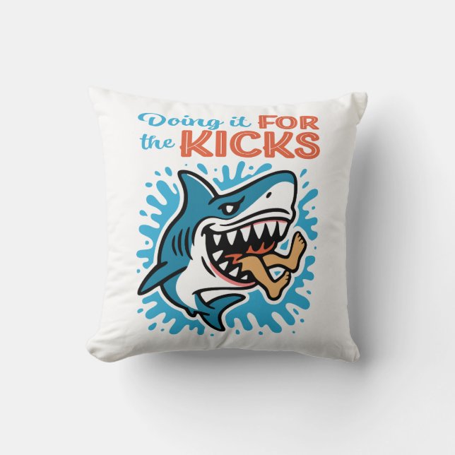 Cool Blue Shark for Kicks Throw Pillow (Front)