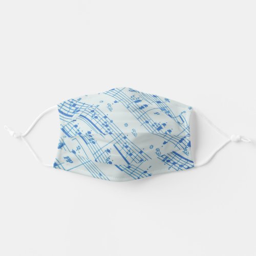 Cool Blue Sheet Music Pattern Adult Cloth Face Mask