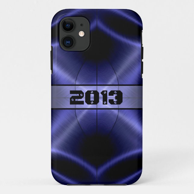 Cool Blue Shiny Stainless Steel Metal Case-Mate iPhone Case (Back)