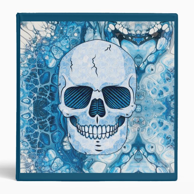 Cool Blue Skull 3 Ring Binder (Front)