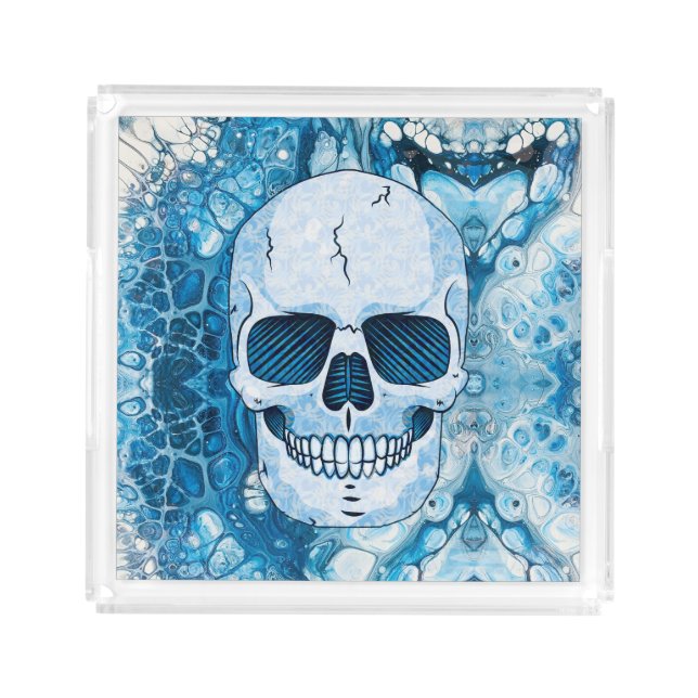 Cool Blue Skull Acrylic Tray (Front)