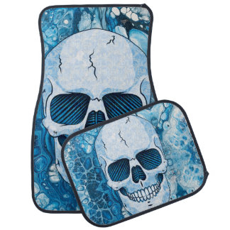 Cool Blue Skull Car Floor Mat