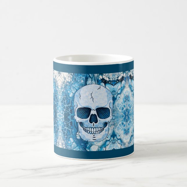 Cool Blue Skull Coffee Mug (Center)