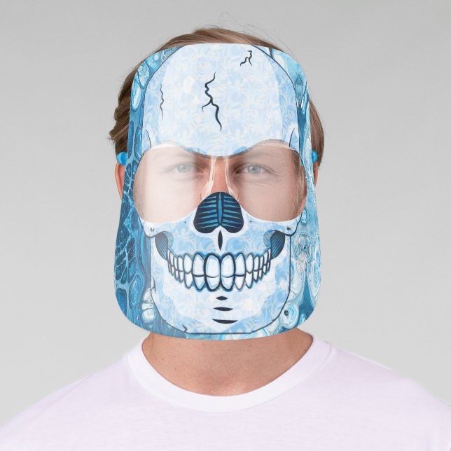 Cool Blue Skull Face Shield (Insitu)