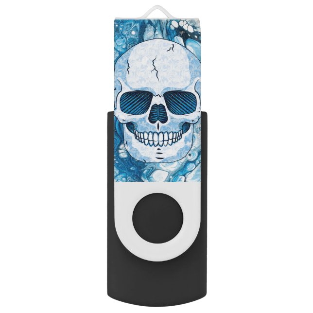 Cool Blue Skull Flash Drive (Front Vertical)