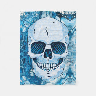 Cool Blue Skull Fleece Blanket