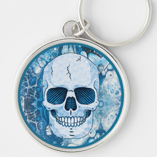 Cool Blue Skull Keychain (Front)
